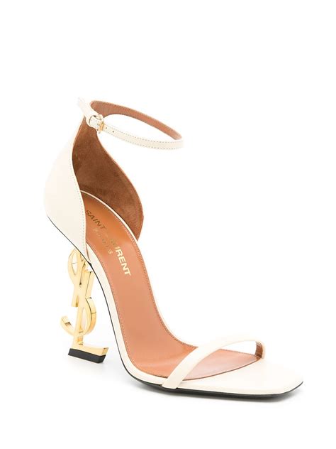 Saint Laurent Opyum 100mm YSL Heel Sandals Neutrals FARFETCH