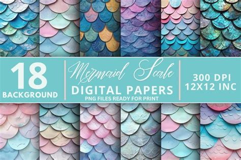 Mermaid Scale Digital Paper Bundle