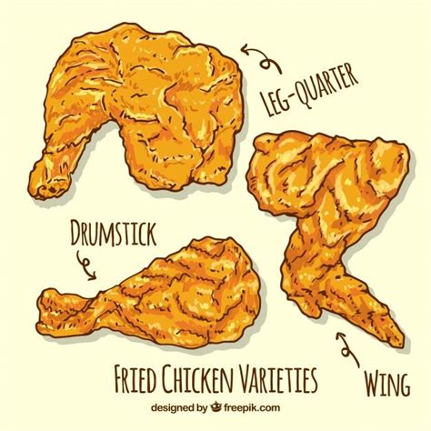 Free Vector Hand Drawn Fried Chicken Pieces Fried Chicken Chicken