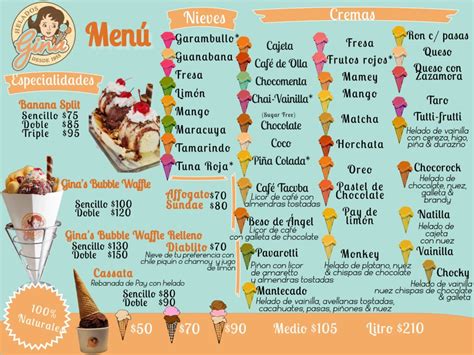 Menu Helados Gina