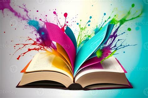 Open Book With Color Splash Creative Abstract Illustration