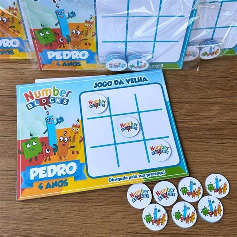 Jogo da Velha Lembrancinha de Aniversário Numberblocks Elo7