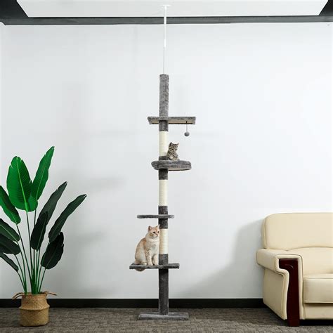 Petepela Cat Tower Tier Floor To Ceiling Cat Tree Height Adjustable