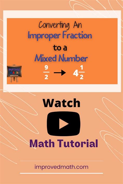 How To Convert An Improper Fraction To A Mixed Fraction Fraction Lessons Math Tips