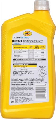 Pennzoil Platinum W Sae Full Synthetic Motor Oil Qt Pick N Save