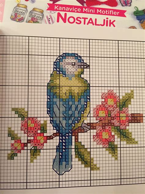 Vintage Cross Stitch Chart Bird Kanavi E G L Kanavi E Alfabe Kanavi E