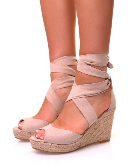 Sandales En Su Dine Beige Talons Compens S