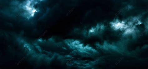 Black Dark Greenish Blue Dramatic Night Sky Gloomy Ominous Storm Rain ...