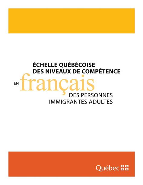 PDF Échelle québécoise des niveaux de compétence en français