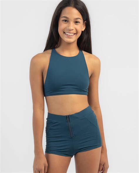 Shop Topanga Girls Hayden Bralette Bikini Set In Jade Jewel Fast Shipping And Easy Returns