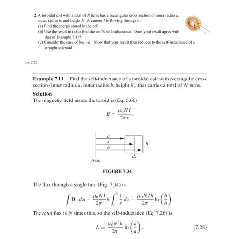 Solved 2 A Toroidal Coil With A Total Of N Turns Has A