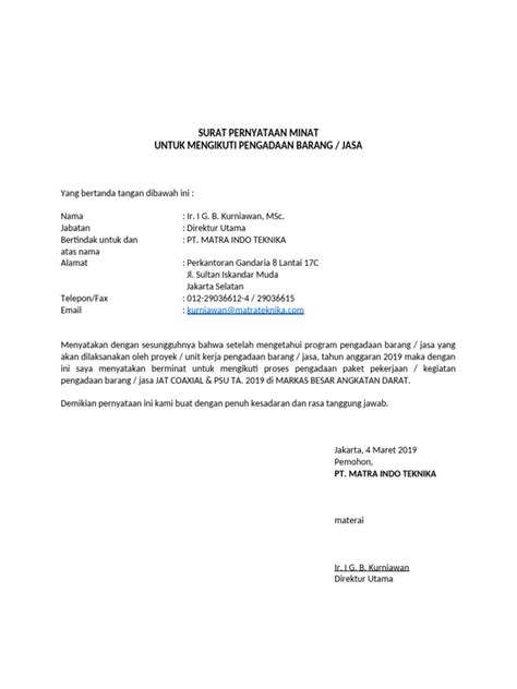 Surat Pernyataan Mangkir Dan Kuasa Pdf