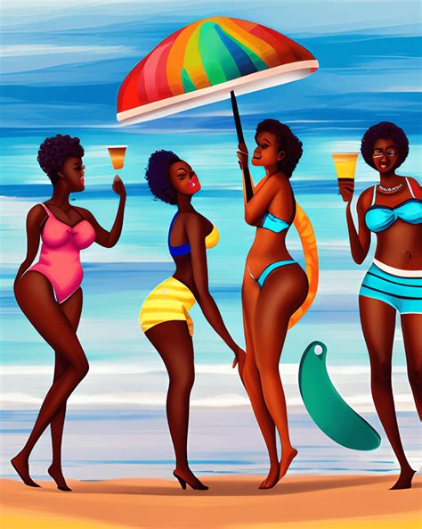 Donne Africane Magre E Formose Che Si Divertono Sulla Spiaggia