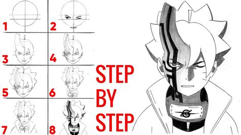 Anime Drawing How To Draw Boruto Otsutsuki Mode Step By Step Youtube