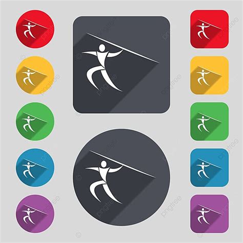 Javelin Throw Icon Setsummer Sport Flat Design Vector Vector Design