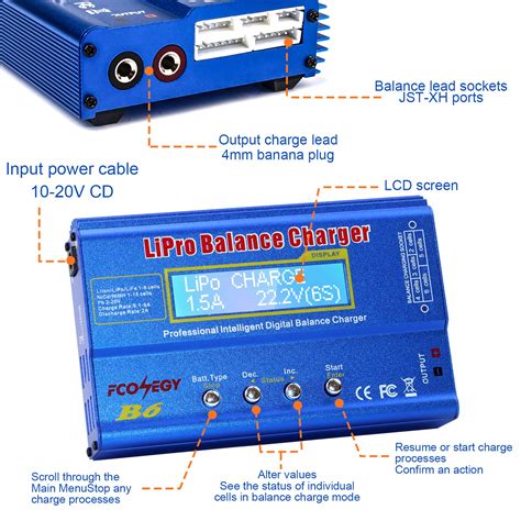 Fconegy B6 Lipo Battery Charger 80w 6a Rc Battery Pack Balance Charger Discharger For Nimhnicd