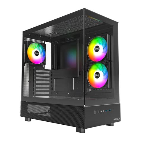 Montech Xr Black Fish Tank Window Mid Tower Pc Case With X Argb Fans