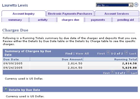 Viewing Outstanding Charges, Payments, Financial Aid, and Refunds