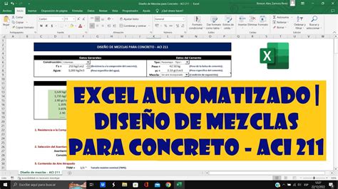 DiseÑo De Mezclas Para Concreto Aci 211 Excel Automatizado 2023 Youtube