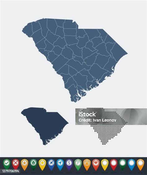 사우스 캐롤라이나 주의 지도 설정 개체 그룹에 대한 스톡 벡터 아트 및 기타 이미지 개체 그룹 디자인 미국 Istock