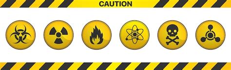 Premium Vector | Set of circle orange caution signs Hazard warning sign collection