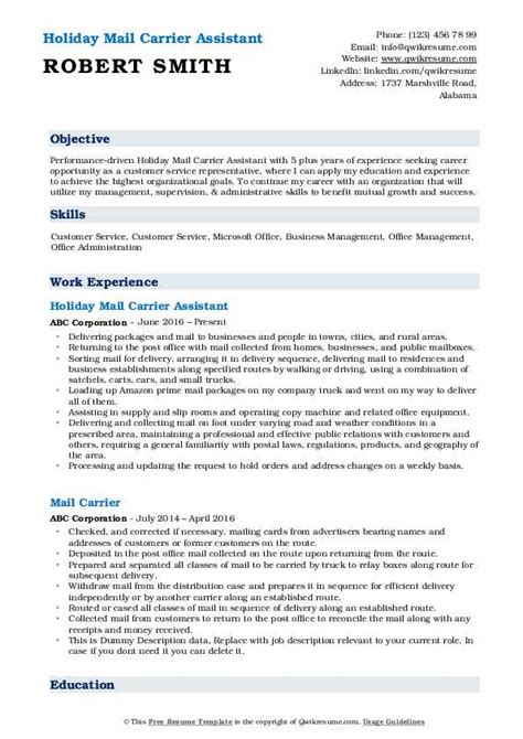 10 Mail Carrier Resume Samples And Templates For 2025