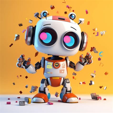 Premium AI Image | A close up of a robot with headphones and confetti ...