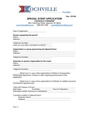 Fillable Online Special Event Application Kochville Township Fax