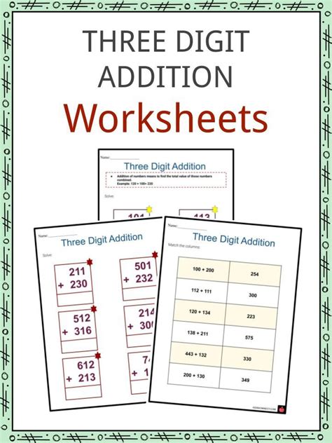 Three Digit Addition Worksheets 3 Digit Addition With Regrouping Worksheets Library