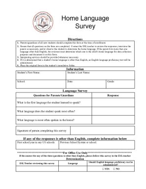 Fillable Online Home Language Survey Form English Fax Email Print