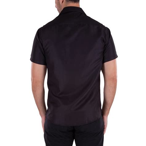 Solid Short Sleeve Button Up Shirt Black Xs Bc Collection