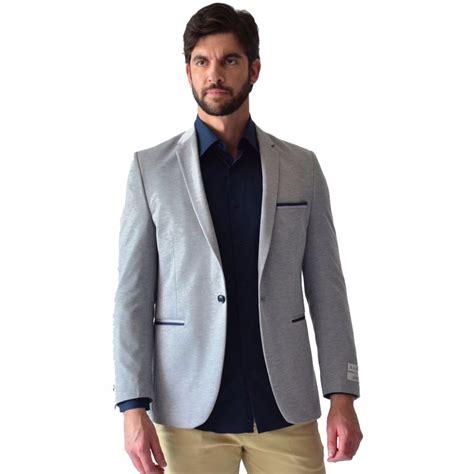 Saco Casual Hombre Corte Slim Fit Gris Jersey Rack Pack 999 00 En