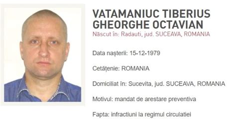 O nouă condamnare pentru fugarul Tiberius Vatamaniuc Poliția l a