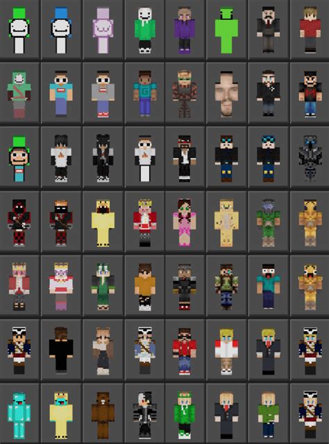 Famous Minecraft Youtubers Skins