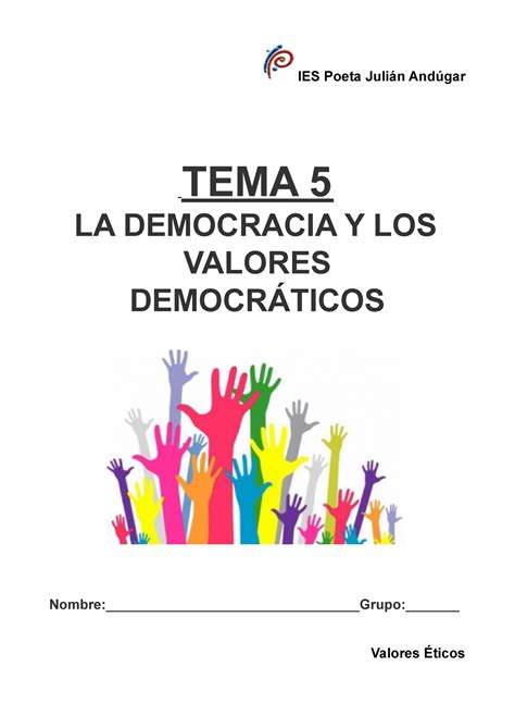 Tema5 La Democracia Y Los Valores Democraticos Cobaacho Ies Poeta