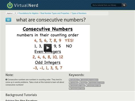 What Are Consecutive Numbers Instructional Video For 6th 8th Grade Lesson Planet