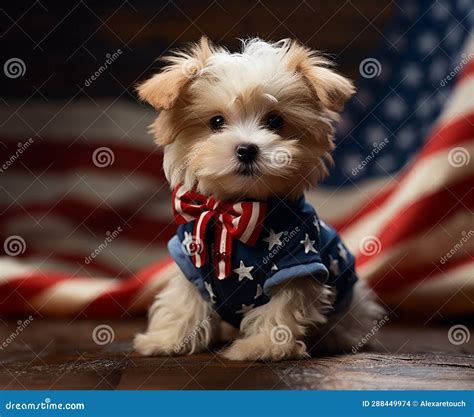 Adorable Cachorro Con Orgullo Lleva Ropa Patriótica Inspirada En La