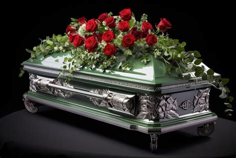 Premium Photo A Funeral Casket Is Decorated With Red Roses In The