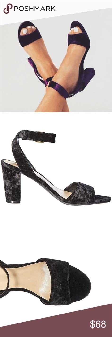 Black Plush Velvet Two Piece Pump Ankle Strap Textile Imported Heel