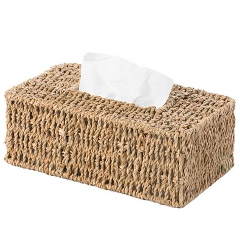 Natural Woven Seagrass Wicker Rectangular Tissue Box Cover Holder