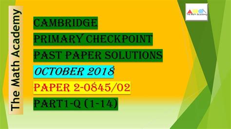 Checkpoint Primary Maths Paper October Cambridge Primary