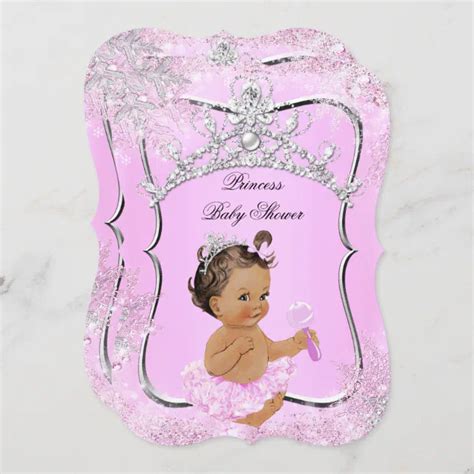 Princess Baby Shower Wonderland Pink Brunette Invitation Zazzle