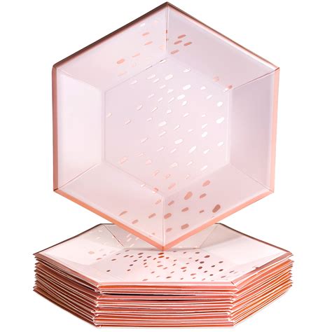 Deluxe Dinnerware Blush Hexagon Paper Plates