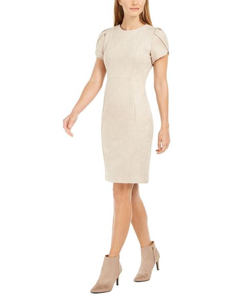 Calvin Klein Faux Suede Tulip Sheath Dress Macys