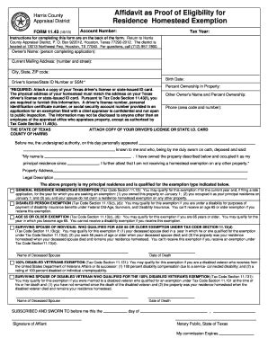 Fillable Online Hcad Affidavit As Proof Of Eligibility For Residence