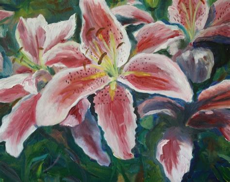 Oil Painting Flowers Tiger Lily Garden Landscape - Etsy