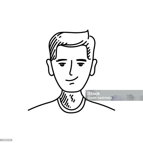 Young Men Line Icon Sketch Design Pixel Perfect Editable Stroke Stock