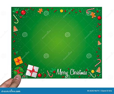 Hand Holding A Christmas Card Stock Image Image Of Logo Celebration