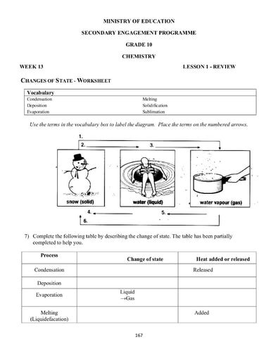 Grade 10 Worksheets Chemistry