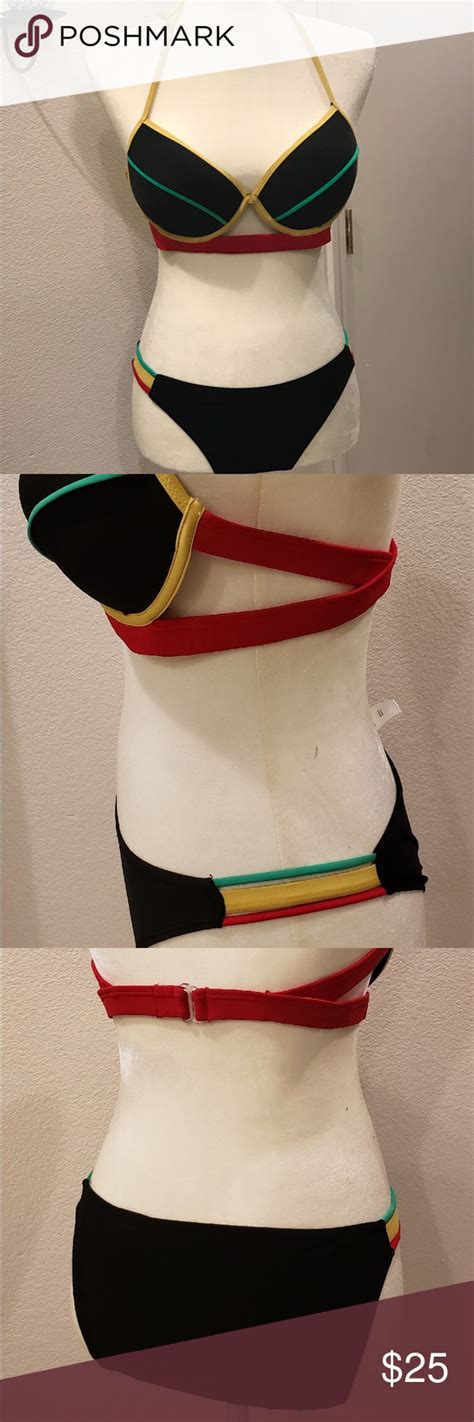 Rasta Colors Two Piece Bikini Bikinis Two Piece Bikini Rasta Colors